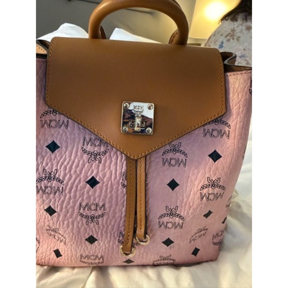 MCM Visetos Pink & Leather Backpack*Like New - Picture 4 of 8